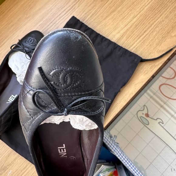 Authentic Chanel Classic Ballet Flats Black Sz: 37.5 - Picture 8 of 10